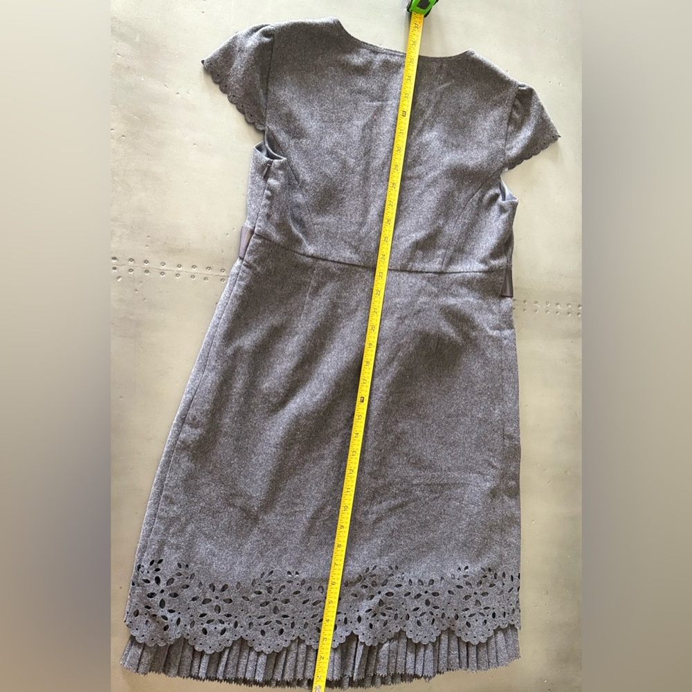 Mimi Maternity Gray Wool Blend Eyelet Pleated Hem Dress Size S - Picture 4 of 9